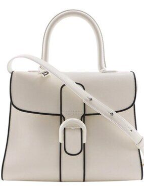 DELVAUX Brillon MM Handbag 2WAYShoulder piping White Calfskin Women